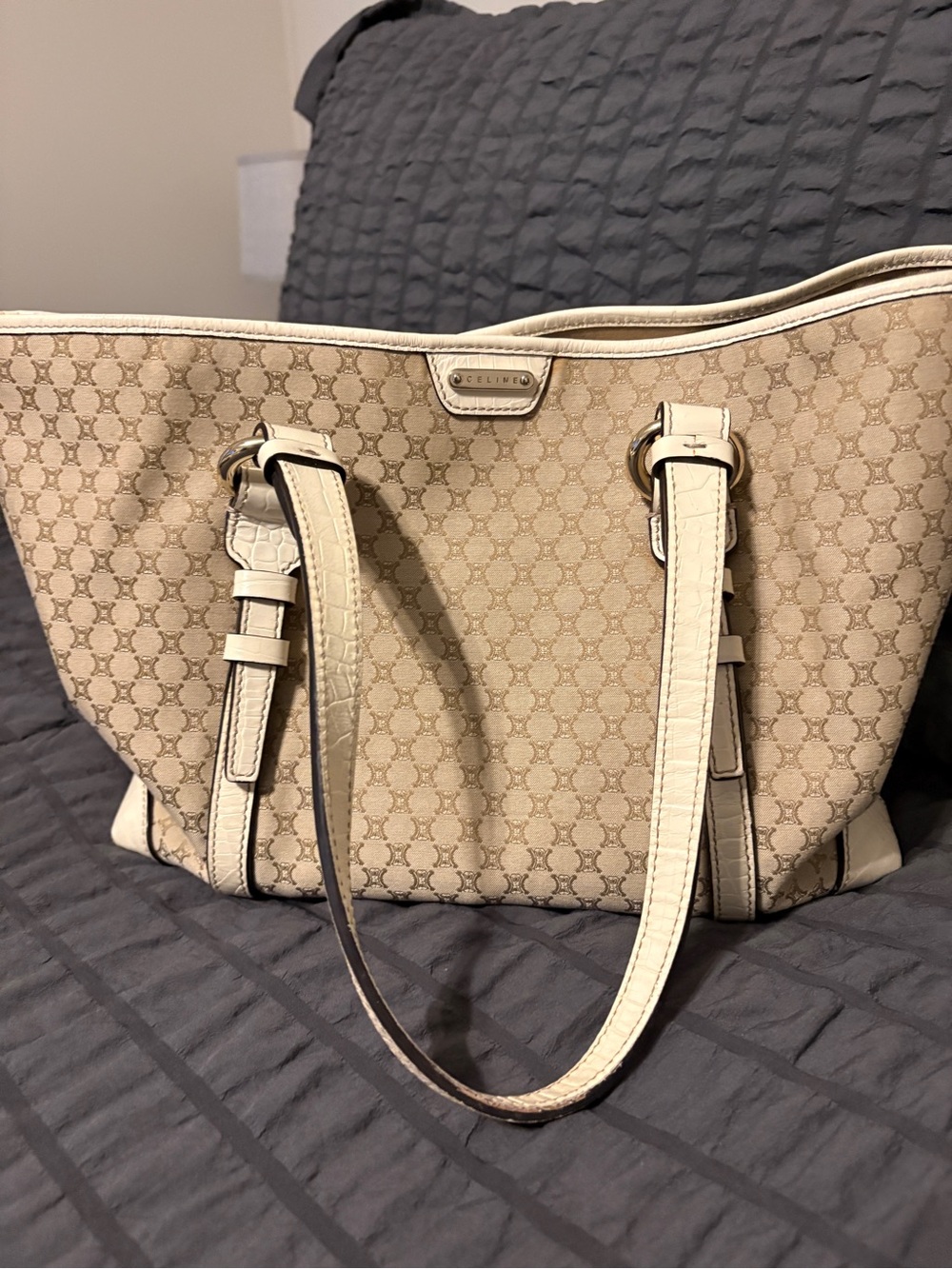 Celine Beige Signature Monogram Tote